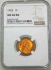 1942 Lincoln Cent NGC MS66RD Bright Red Just Graded New Holder #P389P
