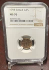 1998 $5 American Gold Eagle 1/10 Oz MS70 NGC Brown Label