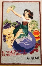 Accent Rug ~  Celebrating Italian Grapes  30" x 48" NEW Colorful  Wool Handhook