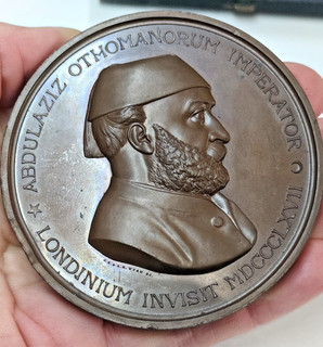RARE ANTIQUE SULTAN ABDULAZIZ TURKEY LONDON 1867 BRONZE MEDAL BOXED WYON TÜRKİYE