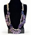 Rare Large Amethyst With Crystal Quartz Accent Runway Necklace 24inch  — photo 2