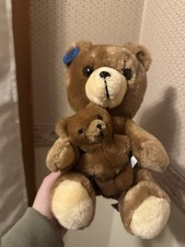 1977 R Dakin Mama and Baby Bear Plush Stuffed Toy 10" Nature Babies Brown Teddy