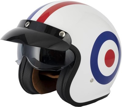 VCAN Jethelm Motorradhelm V537 Roundel weiß rot blau Oldtimer Roller