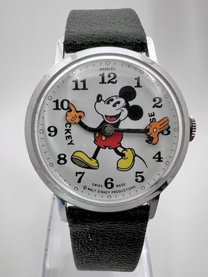 Vintage Rare Bradley Mechanical Watch 1970's Fat Boy Mickey Mouse