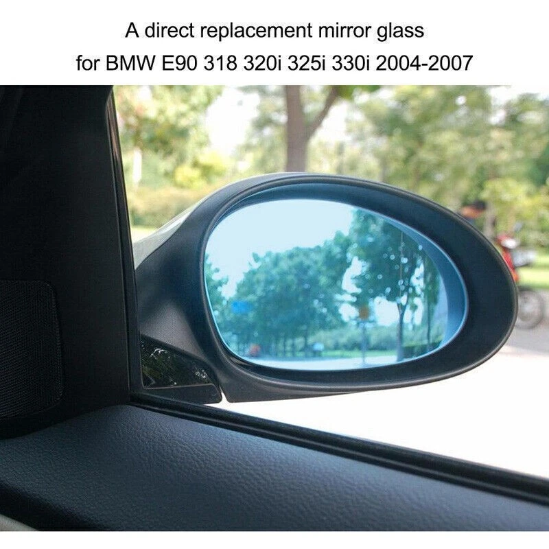 RIGHT+LH Side Blue Wing Heated Mirror Glass For BMW M3 E46 E82 E88 E85 E90 E91 - Image 2 of 4