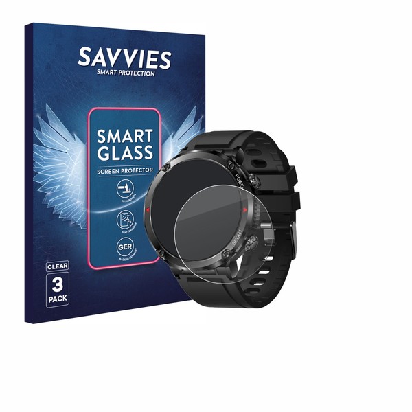 "3X Savvies Schutzglas FüR Lige Smartwatch 1.6\" Panzer Folie Glas Klar"-image