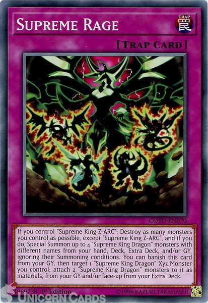 COTD-EN070 Supreme Rage Common 1st Edition Mint Yu-Gi-Oh! Card