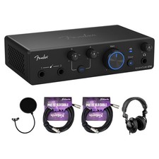 Fender Quantum LT 4 USB-C Audio Interface Bundle w/ Headphones 2x XLR Cables