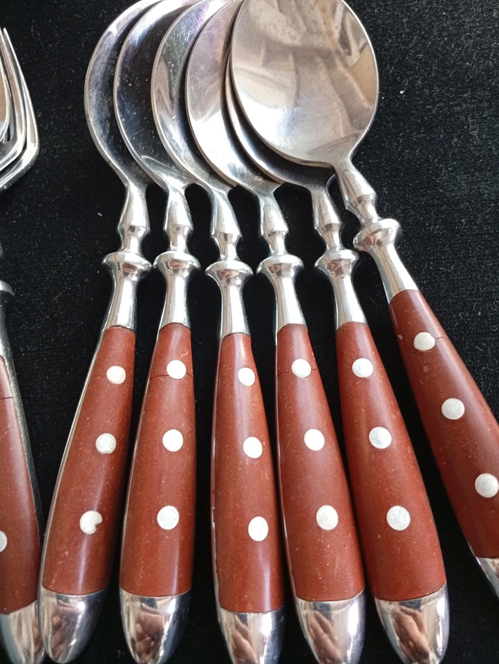 edles Landhaus Bistro Jagd Nieten Besteck 24 teilig braun 6 Pers. edelstahl - Bild 3 von 4