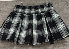 Justice for Girls Green Black Plaid Skort Size 14 No Pockets Pleated School