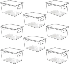 Clear Plastic Stackable Storage Bins with Lids, Pantry Organizers and Storage...