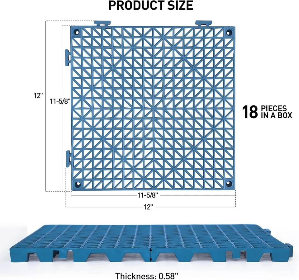 18-Pack Non-Slip Interlocking Floor Mats 12x12 - Image 4 of 4