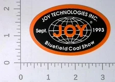 Vintage Joy Global Inc Bluefield Coal Show Virgnina Coal Mining Sticker Decal