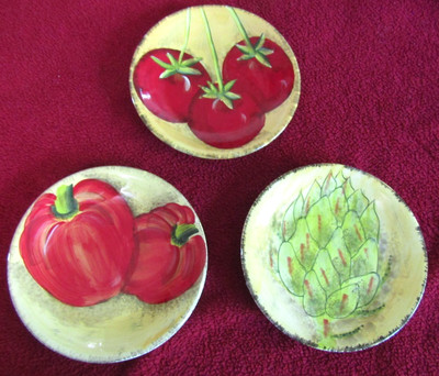 Certified International Stefania Ferri Roma 3 Plate Tomato Pepper Artichoke