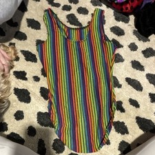 Elite Sportswear Ltd. Unisex Rainbow Stripe Multi-Color Leotard X-Small