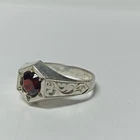 Antique vintage sterling silver garnet ring s 9 art deco