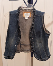 Live A Little Womens Size S Jean Vest Blue Buttons