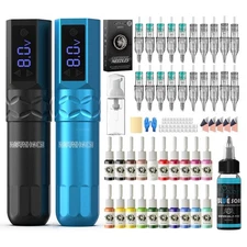 Wormhole Tattoo Kit Wireless Tattoo Gun Kit 2pcs Cordless Tattoo Pen 20pcs Ta...