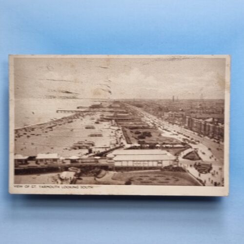 Great Yarmouth Postcard 1947 Panoramic View Front & Piers Norfolk - Zdjęcie 1 z 2
