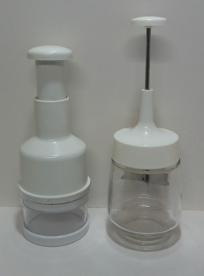 Vtg Gemco White Manual Hand Press Chopper Nut Chopper  White & Food Chopper