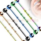 14G Titanium Anodized Notched Industrial Barbell Ear Ring Bar Piercing Jewellery