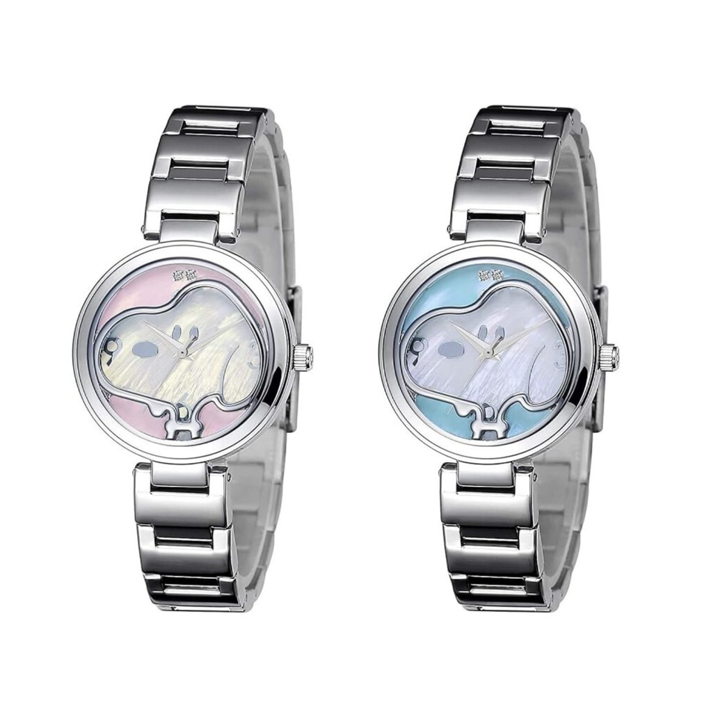 Snoopy 70th Anniversary Diamond Face Limited Edition Watch Pink Blue Japan