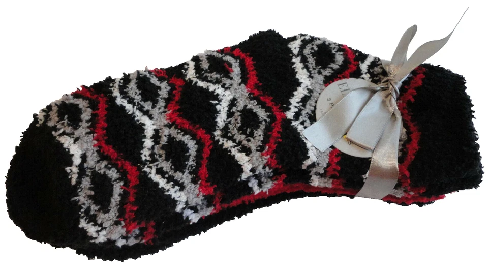 Holiday Socks Women's 3 Pair Multicolor Slipper Soft Fleece Winter - Imagem 3 de 4