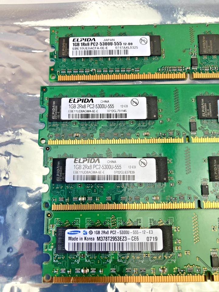 Elpida & Samsung 1GB 2Rx8 PC2-5300U-555 DDR2-667 Desktop RAM Memory - Image 3 of 4