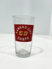 Rare Kansas City Chiefs NFL Football 50th Anniversary Pint Glass Bud Light 5”