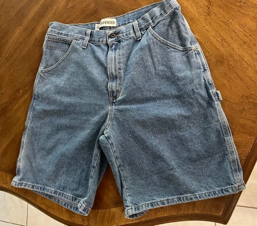 Vintage 90s Y2K Faded Glory Baggy Carpenter Shorts Blue Denim Men's 36 See photo