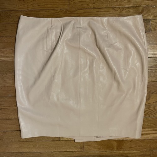 GILI Faux Leather Motorcycle Wrap Skirt Sz 24 QVC BUTTERY SOFT Beige Zipper - Picture 7 of 12