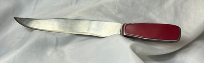 Vtg Knife Stacked Metal And Enamel Handle Fixed Blade