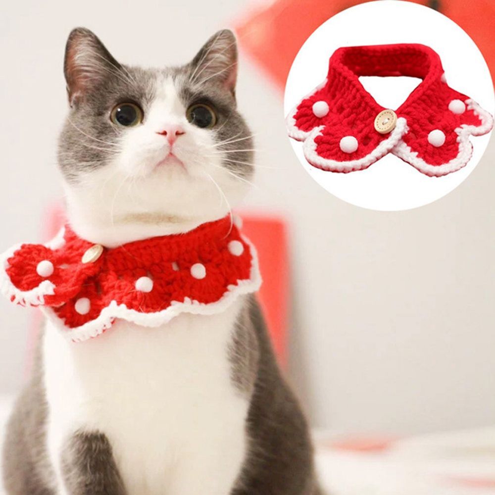 Crochet Bandana Christmas Dog Necklace Knitted Cat Collar Cat