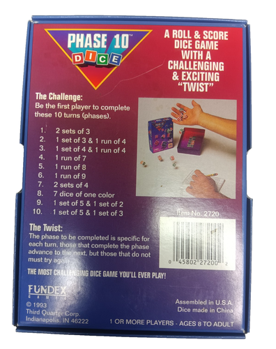 Phase 10 Dice Game 1993 Fundex w/Original Box, Score Pad, Ten Dice, Instructions - Picture 4 of 6