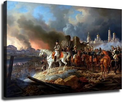 Napoleon in Burning Moscow Painting By Adam Albrecht Art Print Poster Canvas