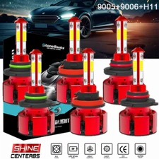9005 9006 H11 Combo LED Headlight Kit Bulbs 6000K White High Low Beam Fog Lights