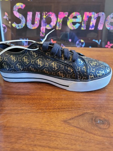 GUESS Logo Signature Black Leather Low Top Sneaker Tennis SHOES Mens Sz 6 - Picture 7 of 13
