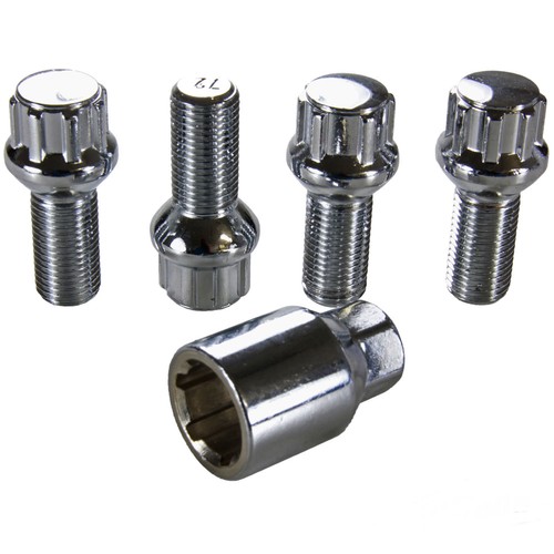 Lot 4 Écrous De Roue Antivol M12x1.5 – Universels En Alliage Acier Avec Clé Spéciale – Protection Anti-Vol Efficace
