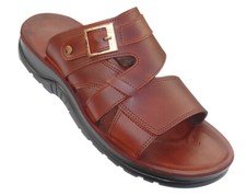 Image of Greek Real Leather Brown Comfort UK9 Beach Summer Sandals Slippers Open Toe 124