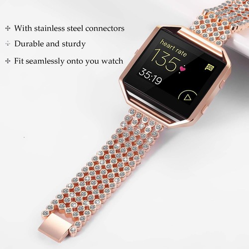 Bling Strass Edelstahl Uhr Armband Armband Abdeckung für Fitbit Blaze - Bild 7 von 22