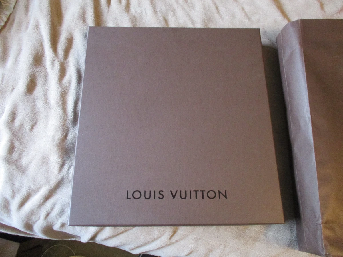 LOUIS VUITTON HUGE BOX BROWN W/ DUST BAG TIE PAPER LV POUCH HANDLE SHOPPING  BAG