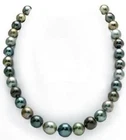 Huge 18" 10-12mm natural tahitian genuine black multicolor pearl necklace 14k-12