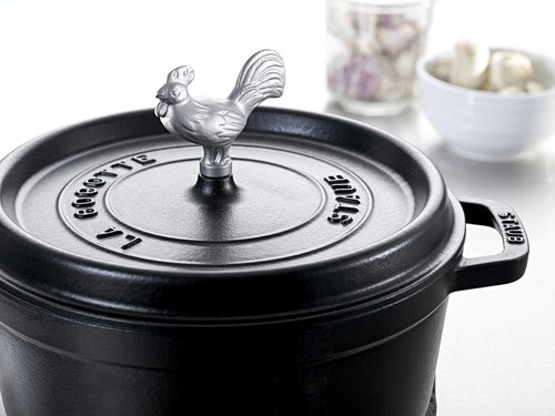 STAUB Cocotte Lid Knob Rooster Silver Cast Iron - Picture 9 of 9