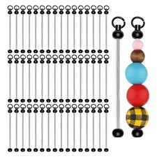 50pcs Blank Beadable Keychain Bars,Metal DIY Bead Keychain Bar Charms1954