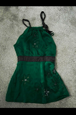 Y2K 2000s size 8 green embellished sequined cami 100 percent silk