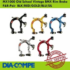 Dia-Compe MX1000 Old School Vintage BMX Rim Brake F&R-Pair  BLK/RED/GOLD/BLU/SIL