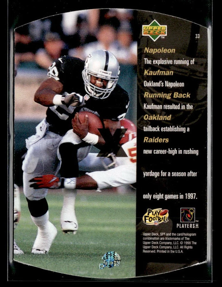 Napoleon Kaufman 1998 SPx #33 Bronze - Image 2 of 2