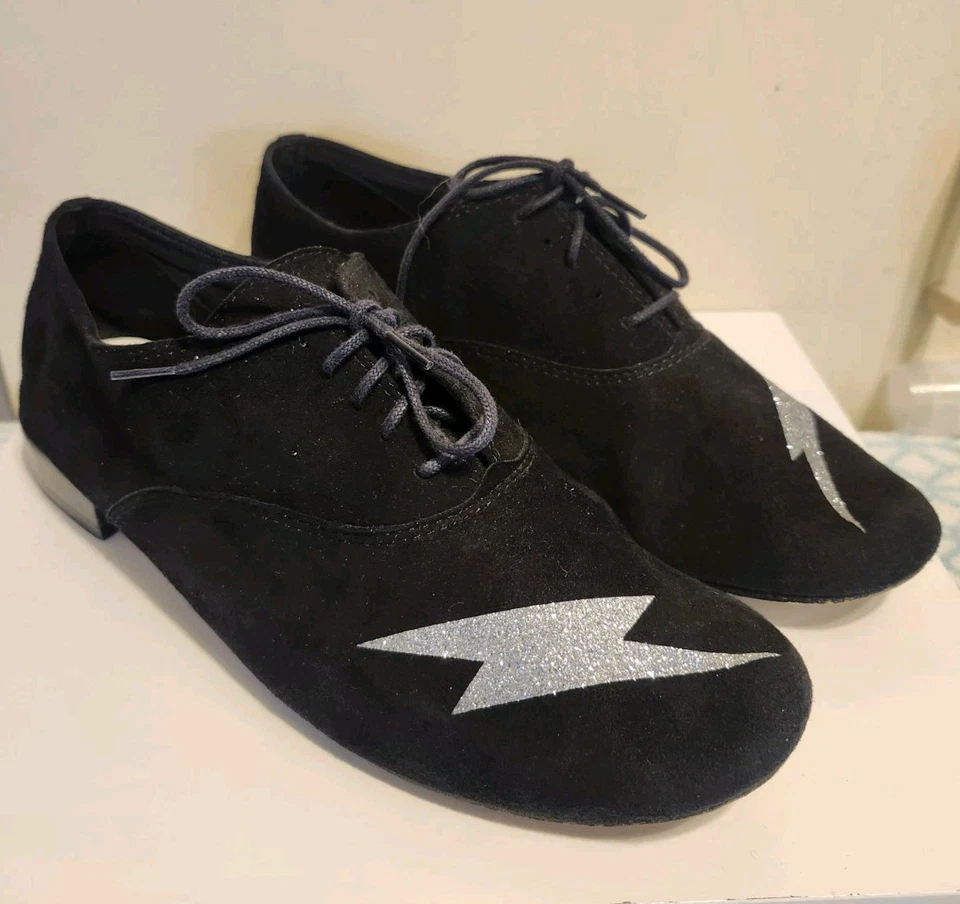 Repetto Paris черная замша блестящий молнии болт шнурует вверх плоскостях Sz.10/41 $475 - Изображение 4 из 4