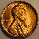 1942 Lincoln Wheat Cent Red Uncirculated 1c Coin