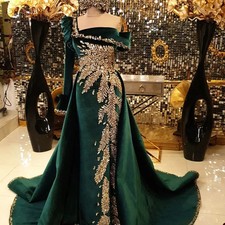 Mermaid Formal Evening Dress Square Sleeve Shining Sequin Court Gown